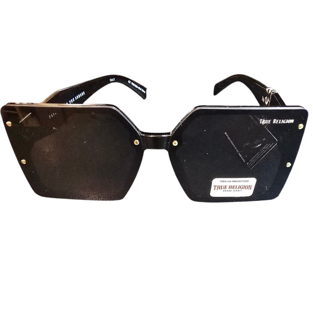 True Religion Women's Black Oversized Square Sunglasses TR57233-1B-S NWT NEW